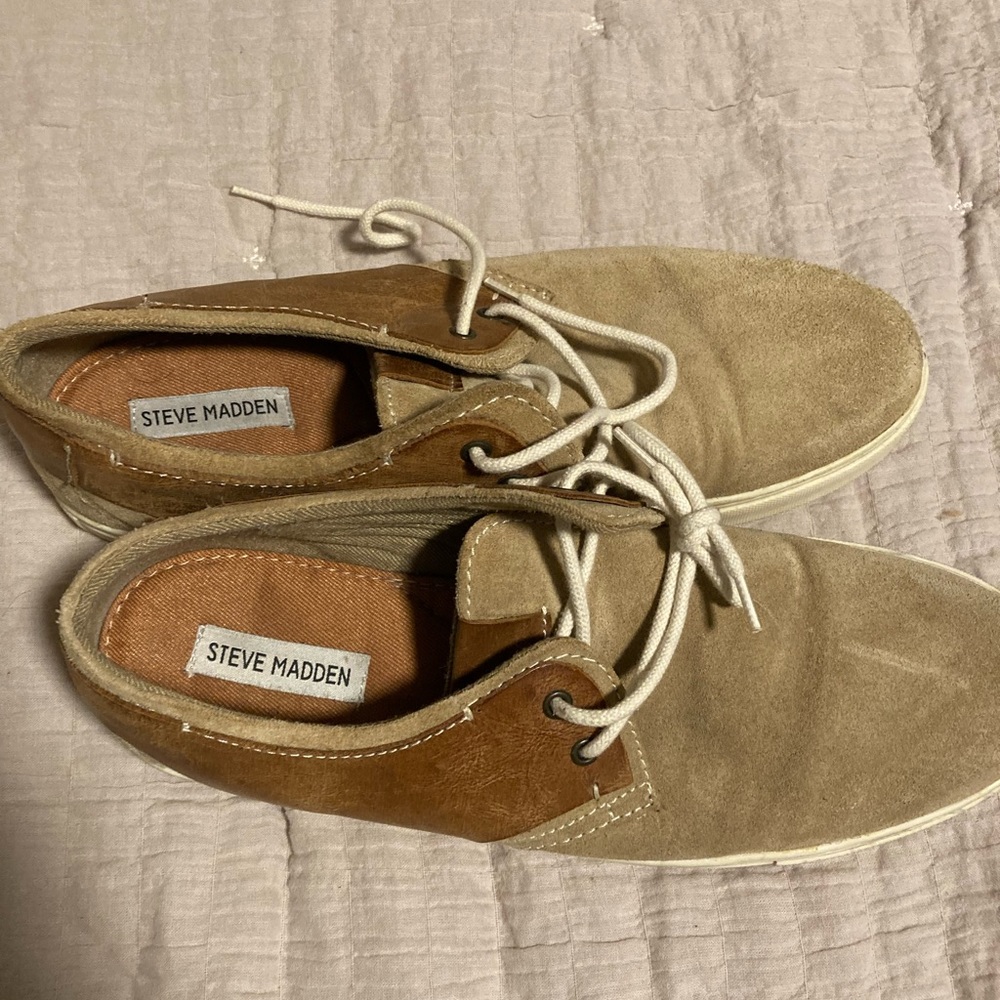 Steve Madden brown tan leather shoes. P Gavell 295. Size 12. Like new